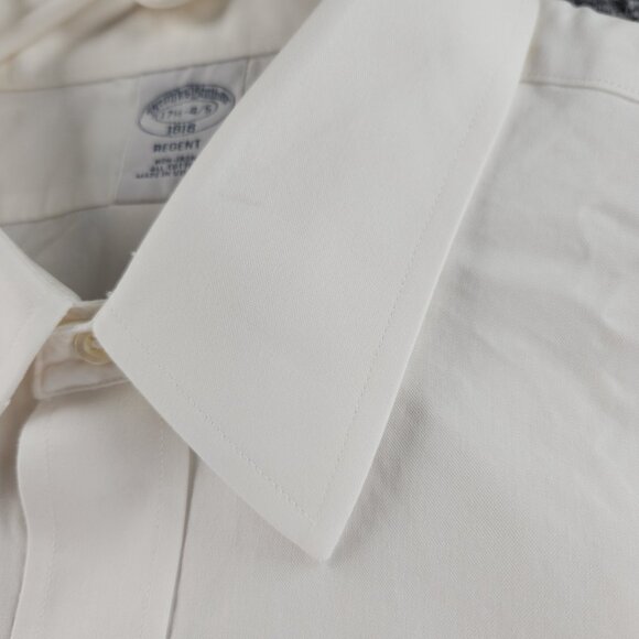 Brooks Brothers Cotton Regent Non-Iron White 17.5 4/5 Pocket Shirt Button Up - Picture 6 of 16